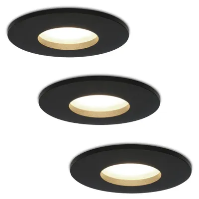 Image de Spot encastrable LED hoftronic 3x 4W 4000K IP44 GU10 noir