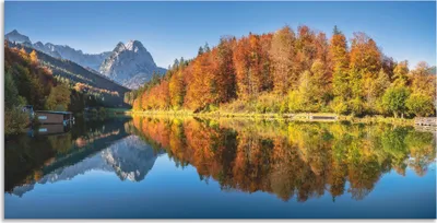 Produktbild von ARTland Wandbild Alu für Innen & Outdoor Riessersee Bayern Größe: 150x75 cm