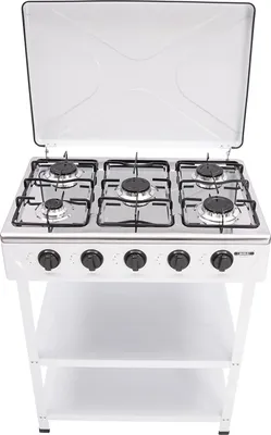 Obrázek produktu pro Plynový sporák, 5 hořáků, přenosný design, BÍLÁ