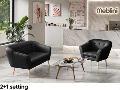 Produktbild von MEBLINI Mini Sofa 2-Sitzer für Wohnzimmer - Mini Lounge für zwei Personen - Küchensofa - Sofa Klein - DORIS - 2 - Dunkelgrau Kunstleder