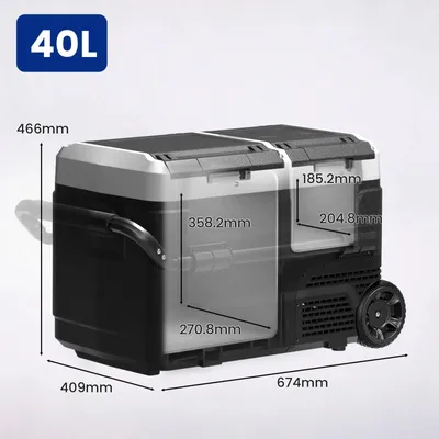 Produktbild von Auto Kühlbox 40L - Kompressor Kühl- und Gefrierbox - Dual-Zone - Getrennte Temperaturregelung - APP-Steuerung - 12V/220V - Für Camping und Wohnmobil