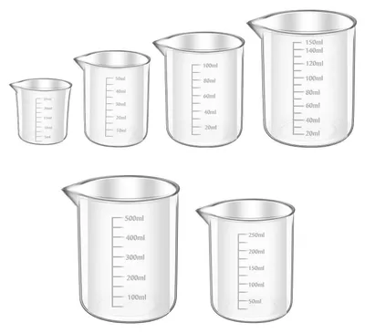 Immagine prodotto di Set di misurini in plastica, 6 pezzi, da 25 ml a 500 ml, con scala graduata