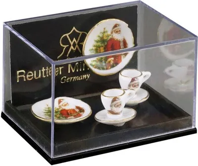 Productafbeelding van Miniatuur koffieservies, set van 2, Kerstman, porselein, 24 karaat goud