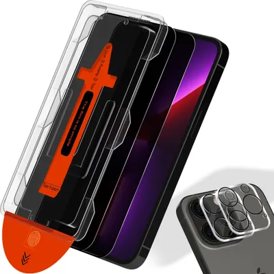 Zdjęcie produktu dla 2-pak iPhone 13 Pro Max Szkło ochronne na ekran & 2-pak ochrona obiektywu - Szkło hartowane | [Automatyczna instalacja] - Bez bąbelków