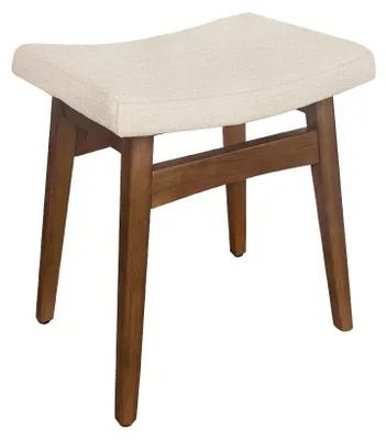 Image de Tabouret de maquillage avec assise en lin, couleur beige, pour chambre à coucher