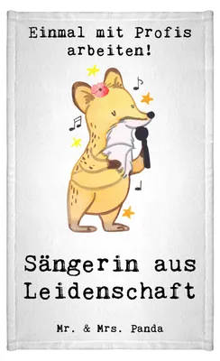 Produktbild von Mr. & Mrs. Panda Handtuch Sängerin Leidenschaft - Weiß - Geschenk, Gäste-WC, Mini-Handtuch, Frotteehandtuch, Klein, Gästehandtuch Bunt