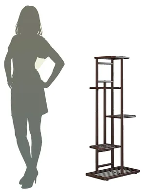 Imagen del producto de Soporte para plantas, diseño de 5 niveles, exhibidor multifuncional, color marrón