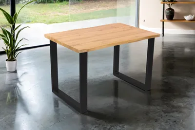 Produktbild von Esstisch 120x80 cm Baumkante Holz Wildeiche-Optik U-Gestell Metall schwarz DUA