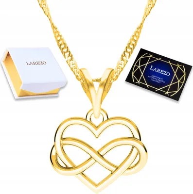 Produktbild von Goldene Halskette mit Herzanhänger, Unendlichkeitssymbol, ewige Liebe, SILBER 925