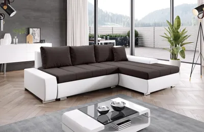Obrázek produktu pro Sedací souprava s úložným prostorem CANDIDA - bílá / tmavě hnědá