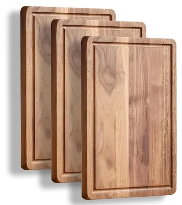 Obrázek produktu pro Omgoods – Dřevěná krájecí prkénko z akácie s hlubokou drážkou, rozměry 30 x 20 cm