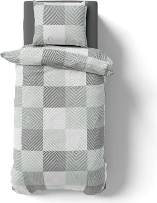 Produktbild von 2-tlg Renforcé Design Bettwäsche 135x200 + 80x80 cm Kopfkissen Garnitur 100% Baumwolle Mit Reißverschluss Geometrisch Quadro