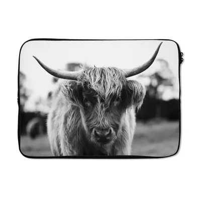 Produktbild von MuchoWow® Laptop Hülle 14 ZollSchottischer Highlander - Kuh - Gras - Tiere - Natur Laptoptasche - Laptoptasche - Stoßsicher - Schutzhaube