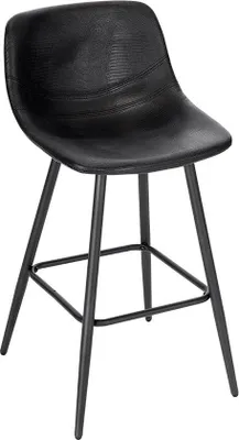 Immagine prodotto di Sgabello da sella in pelle nera con schienale ergonomico