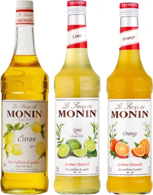 Image de Lot sirops agrumes MONIN - Citron 1L, Citron vert 70cL, Orange 70cL