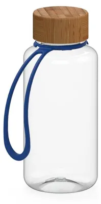 Produktbild von Trinkflasche 700 ml mit Silikonstrap "Natural" - auslaufsichere Sportflasche aus BPA-freiem Material - transparent/blau