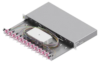 Produktbild von EasyLan LWL-Spleißbox Grade C 19-Zoll 1HE, 24 Ports, 24x LC-Duplex, OM4