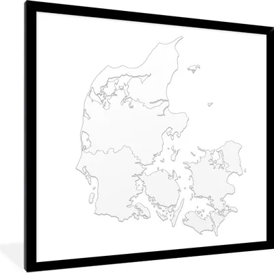 Produktbild von MuchoWow® Gerahmtes Poster Schwarz-Weiß-Illustration eines weißen Dänemark 40x40 cm - Poster mit Schwarzem Bilderrahmen Wandposter Rahmen Foto Bilder - Mit Rahmen - Wanddekoration Schlafzimmer
