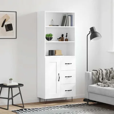 Image de vidaXL Highboard blanc 69,5x34x180 cm Bois composite