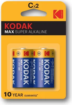 Obrázek produktu pro Kodak Max Super C, Baterie na jedno použití, C, Alkalický, 1,5 V, 2 kusů, 8400 mAh
