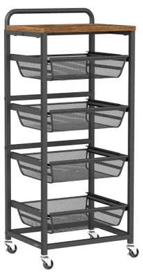 Immagine prodotto di VASAGLE, carrello di servizio a 5 ripiani, carrello mobile, 40 x 31,7 x 95 cm