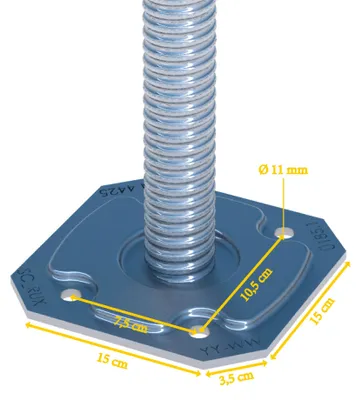 Produktbild von Gewindefußplatte für Gerüstbau, 38 mm Durchmesser, 50 kN Tragkraft, Feuerverzinkter Stahl