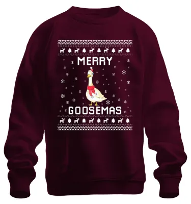 Produktbild von MERRY GOOSEMAS Weihnachtsente Outfit Lustiges Geschenk Sweatshirt Pullover, Burgundy, M