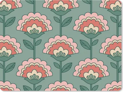 Produktbild von MuchoWow® Mauspad Mousepad Blumen - Retro - Muster 40x30 cm - Mousepads - Maus Mat - Pad - Mausunterlage - Anti Rutsch