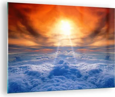 Produktbild von Bilder auf glas - Himmel Wolken Sonnenstrahlen - 70x50cm - Glasbilder - Wandbilder - Kunstdruck - zum Aufhängen bereit - Wanddekoration aus Glas - Glas Bilder - Wandbild auf Glas - GAA70x50-0343