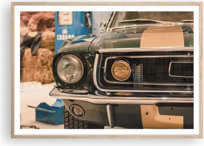 Produktbild von Gerahmtes Poster - Rahmen in heller Eiche - Abdeckung Ford Mustang - 100x70 cm - Wand Bild - Wanddeko - Wandbilder - Kunstposter - Wandposter - Bilderrahmen - Bilder - Kunstdruck - P2NAA100x70-4480