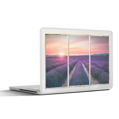 Produktbild von MuchoWow® Laptop Aufkleber Sticker Cover Ausblick - Lavendel - Sonnenuntergang 32.5x23.5 cm - Sticker für Laptop - Selbstklebend
