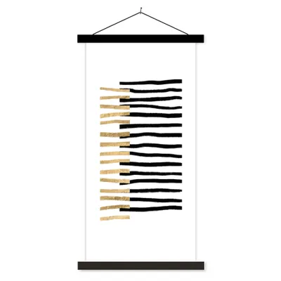 Produktbild von MuchoWow® Textilposter Linie - Gold - Gestaltung 40x80 cm mit schwarzem Rahmen - Wandemalerei