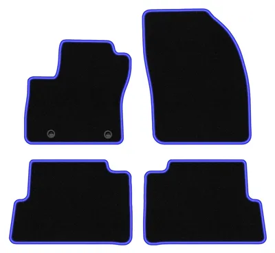 Produktbild von Fußmatten Automatten Velours Schwarz/Blau für Ford Kuga MK1 2008-2011 Set 4-tlg