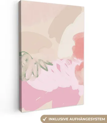 Produktbild von MuchoWow® - Leinwandbilder - Rosa - Kunst - Abstrakt - Modern, Wandbild, Wanddeko Bilder Wohnzimmer, 40x60 cm