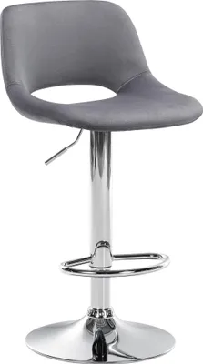Produktbild von CLP Barhocker Camden Samt drehbar und höhenverstellbar dunkelgrau Material Gestell Metall in Chromoptik