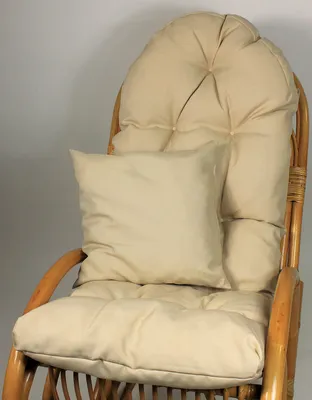 Produktbild von Auflage / Polster für Schaukelstuhl , Liegestuhl , Ersatzpolster Gr. 130 x 50 x 12 cm, Fb. beige + Zierkissen 40 x 40 cm
