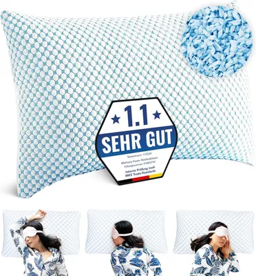 Produktbild von MKS Memory Foam Kopfkissen 50x70 – Ergonomisches Gelkissen für Seitenschläfer und Rückenschläfer Atmungsaktives mit abnehmbarem Bezug Weiches