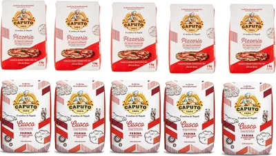 Produktbild von Testpaket 5x Farina Molino Caputo Pizzeria + 5x Cuoco per Pizza Napoli Pizzamehl Pizza Mehl 1kg + Italian Gourmet polpa 400g