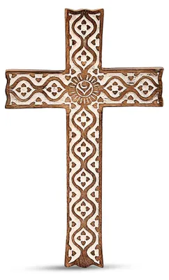 Wandkreuz aus Mangoholz, handgeschnitzt, 25,4 x 15 x 1,9 cm