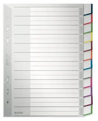 Produktbild von Leitz 1275-00-00 1275 Register - PP, blanko, A5, 12 Blatt, grau