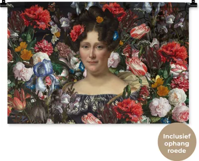 Produktbild von MuchoWow® Wandteppich Wandbehang Johanna Henriette Engelen - Dubois Drahonet - Blumen 90x60 cm Tapisserie Dekoration Wandtuch - Wandskulpturen - Bildteppich
