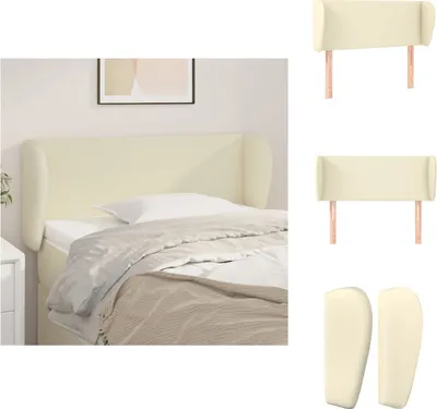 Imagen del producto de vidaXL Cabecero con orejas, color crema, 103 x 23 x 78/88 cm, tapizado en cuero sintético - Cabecero y piecero