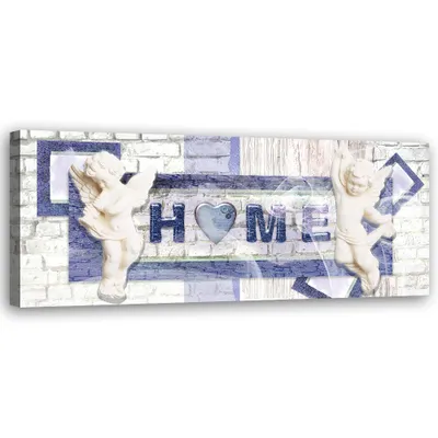 Produktbild von Leinwandbild Blaue Inschrift Home 150x50 Feeby Blau bild für die wand bereit zum aufhängen