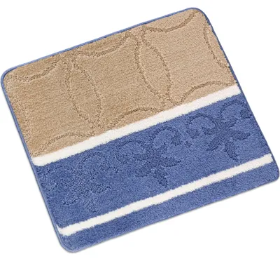 Zdjęcie produktu dla Dywanik przed toaletą 60x50cm Ornament niebiesko-beżowy