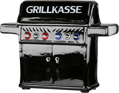 Produktbild von Gilde Spardose, Grill, "Grillkasse", Schriftzug, Keramik, schwarz, VE 6, L. 6 cm, B. 18 cm, H. 14 cm