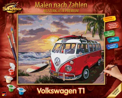 Produktbild von Schipper Volkswagen T1 Malen nach Zahlen, Farben enthalten, Junge/Mädchen, Einzel Ausmalbild