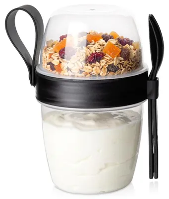 Produktbild von Vilde | Joghurtbecher 700 ml - 2in1 Müsli to Go - Mit Löffel und Gabel - Schwarz