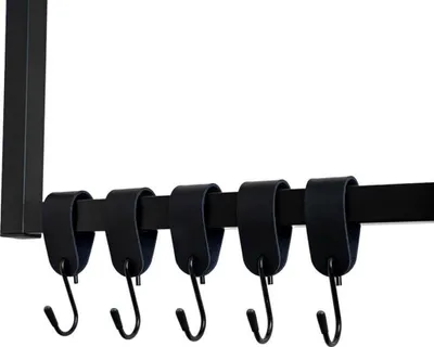 Produktbild von S-Haken SHAPE - 11 x 3 x 4 cm, Eisen mit Polyurethan Leder, inkl. Doppelnaht I Kleiderhaken Kleiderbügel Garderobenhaken Kleideraufhänger - Variantenauswahl