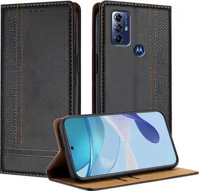 Produktbild von Handyhülle für Motorola Moto G Play 2022 Leder Flip Klappbare Schutzhülle mit Standfunktion Schwarz