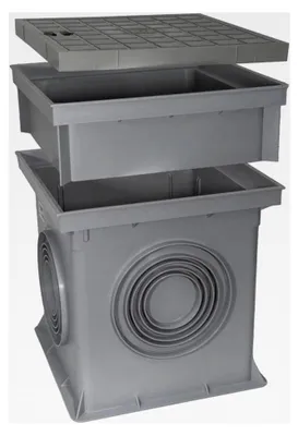 Produktbild von Einlaufschacht 300x300mm mit Schachtdeckel und Aufsatz für Hofablauf